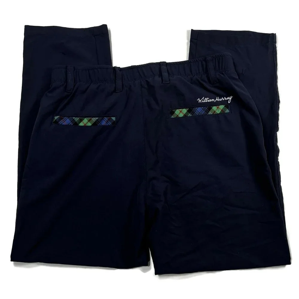 William Bill Murray Golf Pants Mens 32 x 27 Blue Nylon Blend‎ Straight Chino